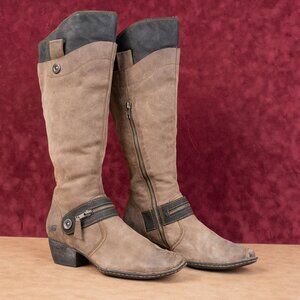 Born Women Nena Brown Leather Steampunk Zip Knee Boots sz 10